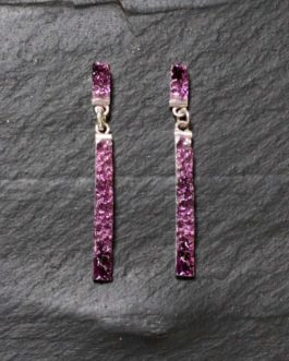 Pendiente rectángulo de dos piezas de plata en color lila